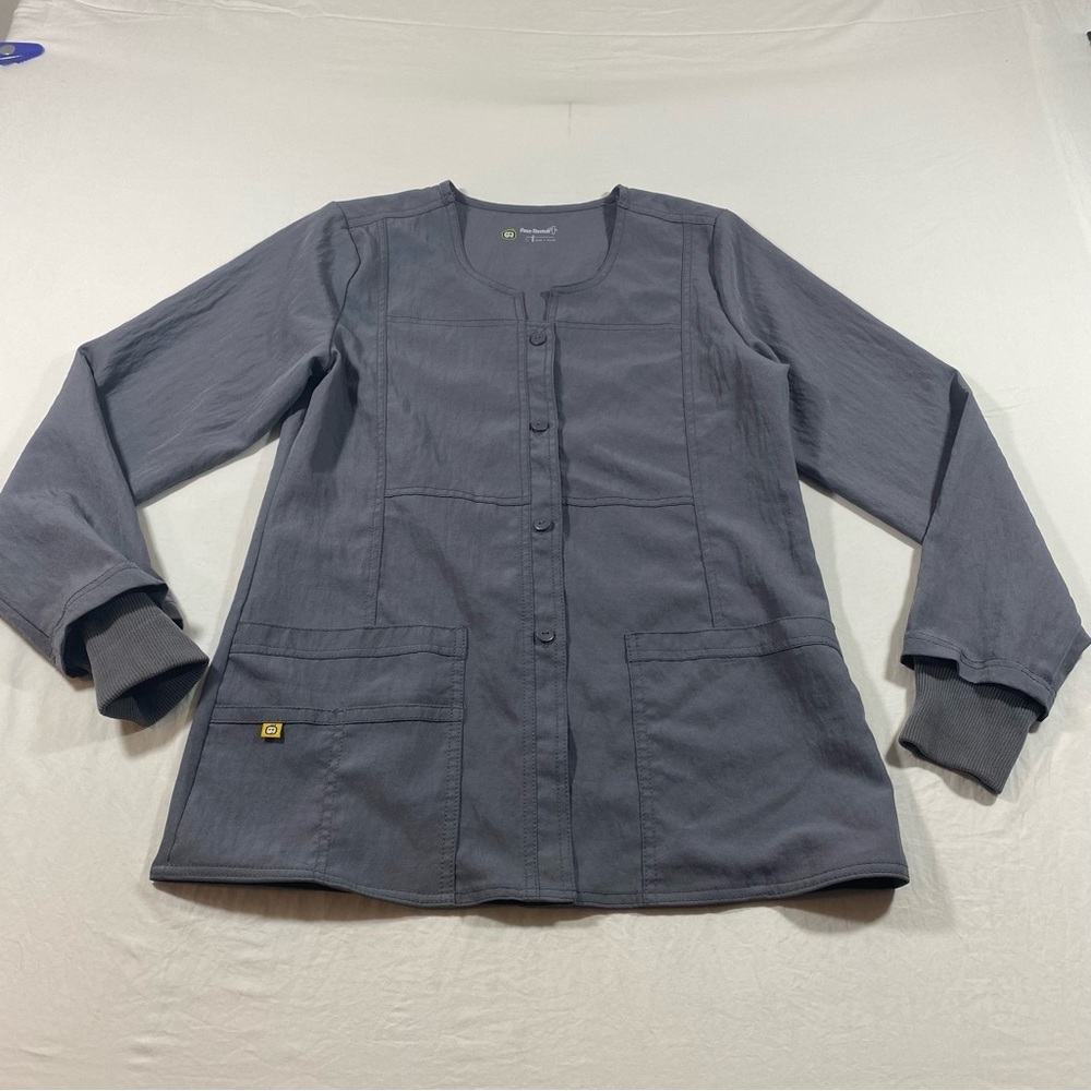 Scrubs Nurses Jacket Coat  Long Sleeve button Down Pockets Woman's M-L